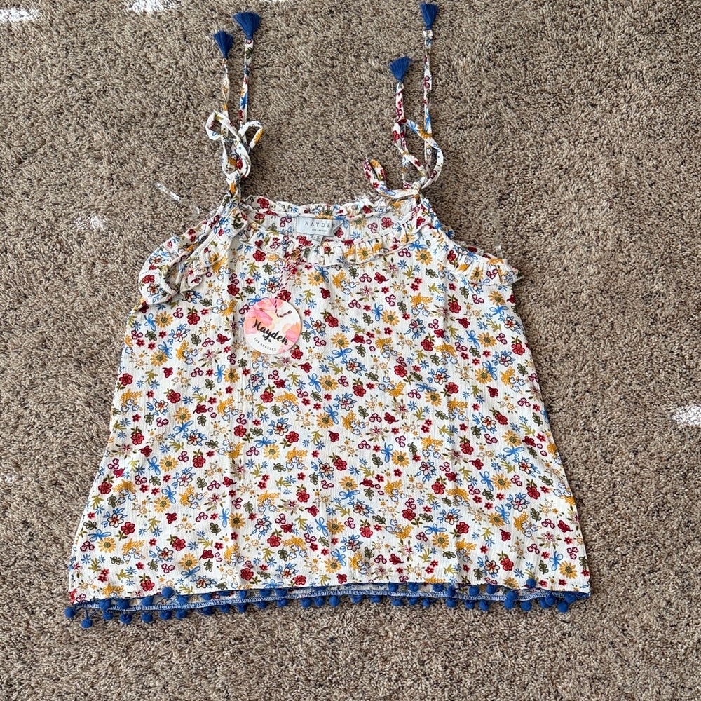 Floral Womans Top with Blue Accents